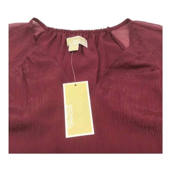 Michael Kors Women’s XXS Ruby Red Sheer Flutter Sleeve Lined Top Blouse NWT - Picture 15 of 15